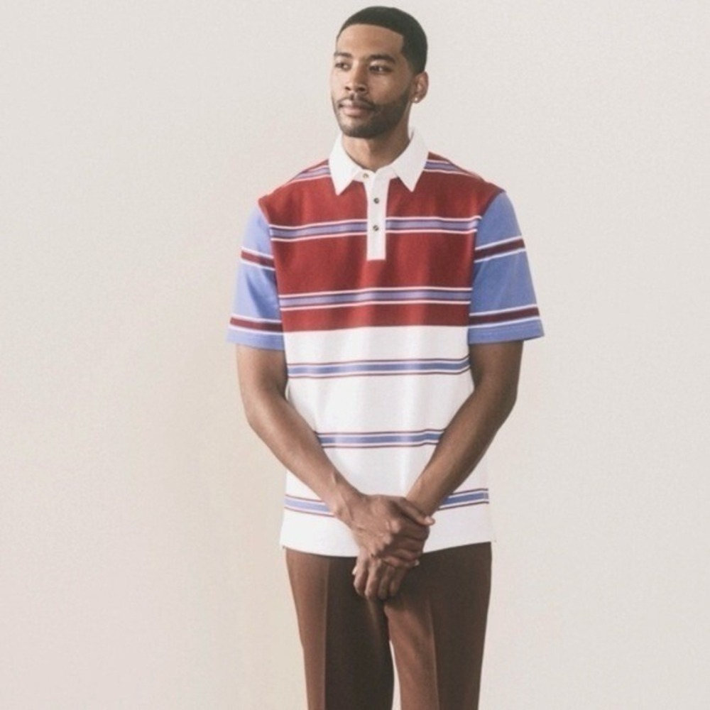 NEW Bogey Boys Triple Stripe Polo Shirt Size Medium Short Sleeve
